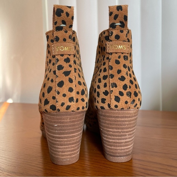 TOMS Kelsey Wedge Bootie Leopard Print Suede Size 7.5 - Picture 6 of 13